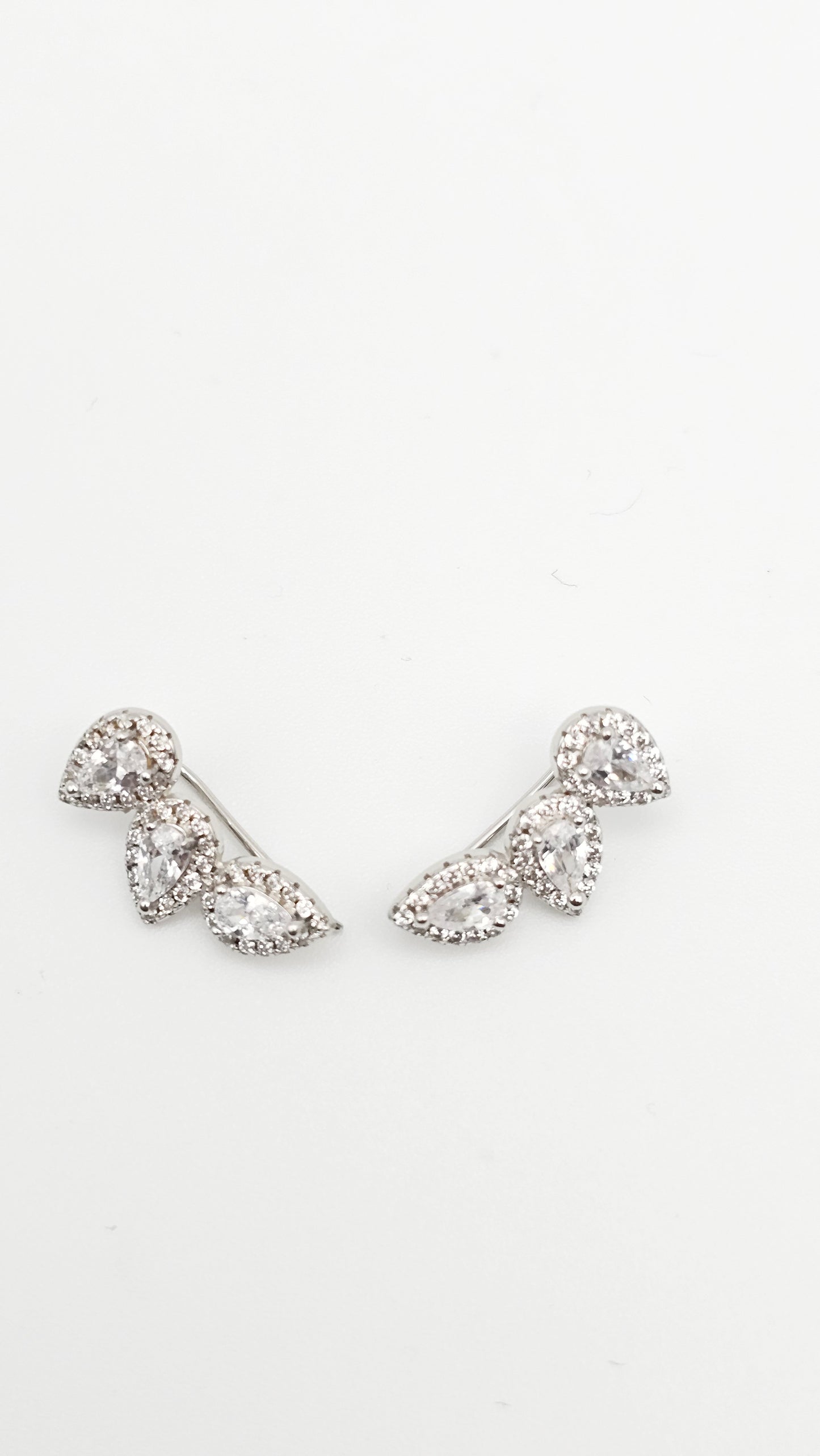Pear Cut Swarovski Crystal Ear cuffs , 925 silver and gold plated on silver