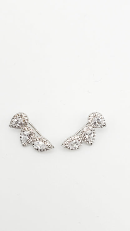 Pear Cut Swarovski Crystal Ear cuffs , 925 silver and gold plated on silver