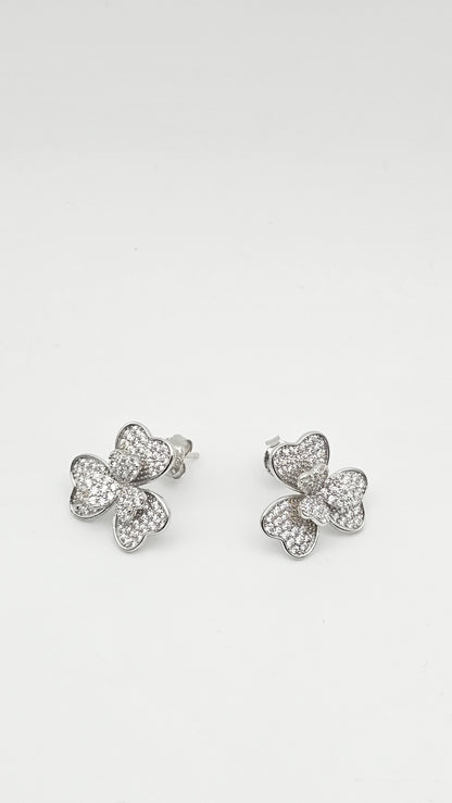 Heart Shaped Floral Earrings in silver and gold
