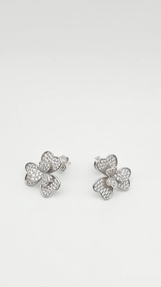 Heart Shaped Floral Earrings in silver and gold