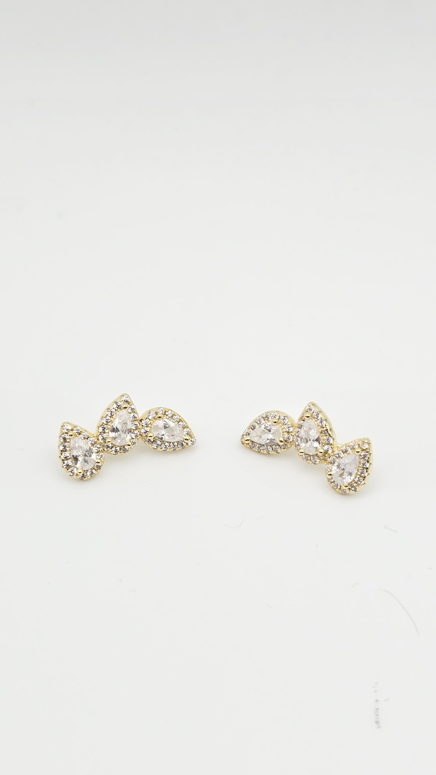 Pear Cut Swarovski Crystal Ear cuffs , 925 silver and gold plated on silver
