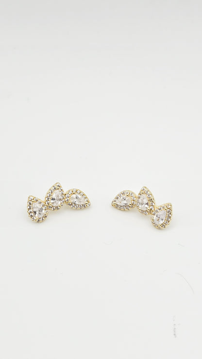 Pear Cut Swarovski Crystal Ear cuffs , 925 silver and gold plated on silver